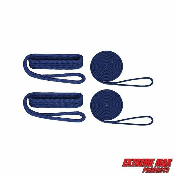 Extreme Max Extreme Max 3006.2699 BoatTector Premium Double Braid Nylon Dockside Rope Value Pack - 1/2", Blue 3006.2699